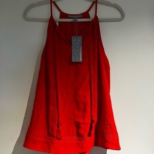 Lace Trim Tie Neck Halter Too